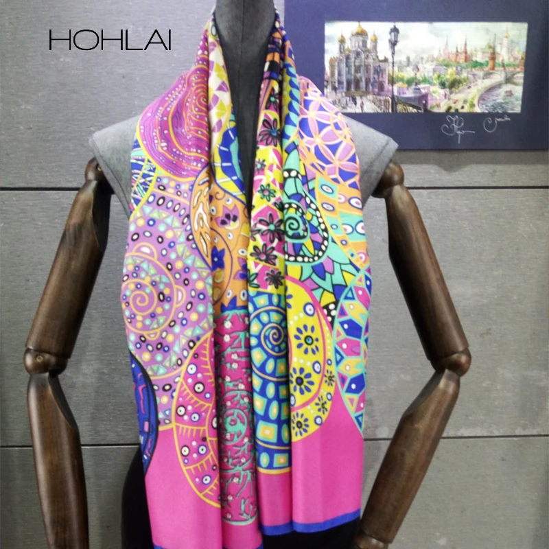 2018 New Fashion Women Geometric Bandana Silk Scarf Luxury Brand Female High Quality Foulard Wraps Shawls Scarves 130*130cm |