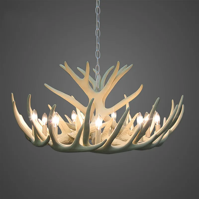 White Antler Lamp In Pendant Chandelier 4/6/9 Arms Optional E14 Socket Living High Quality Natural Resin | Освещение
