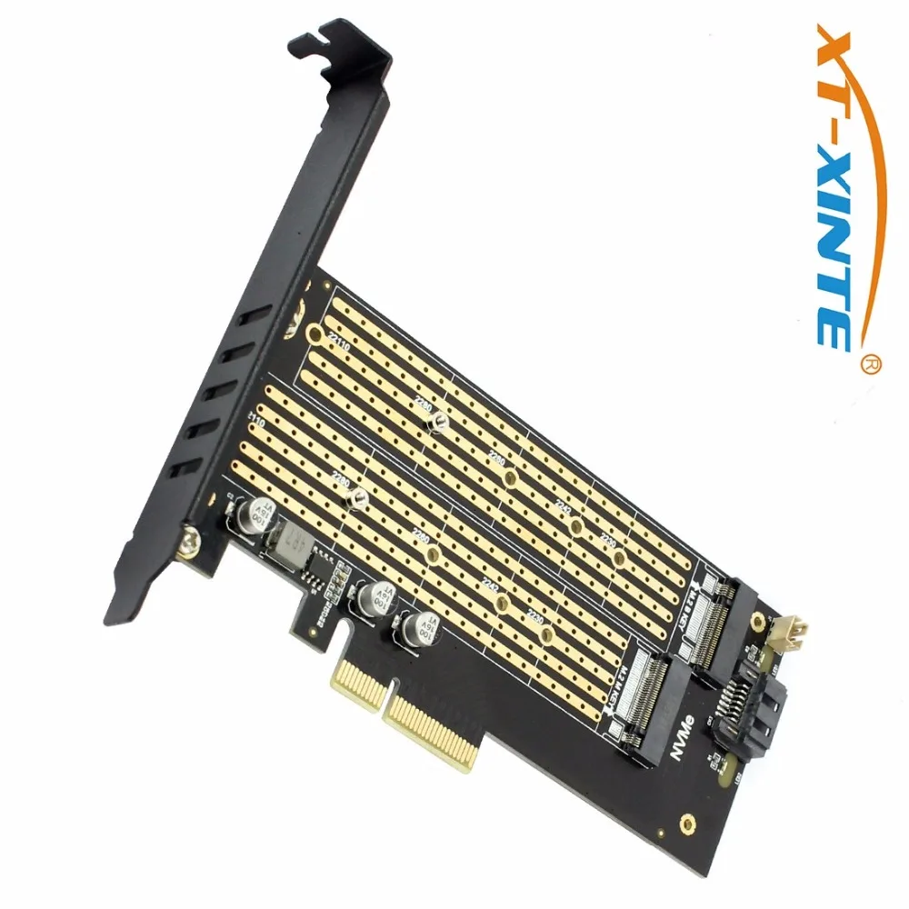 XT-XINTE SK7 M.2 for NVMe SSD NGFF to PCIE X4 Riser Card Adapter M Key B KEY Dual Interface card Support PCI Express3.0 | Компьютеры и