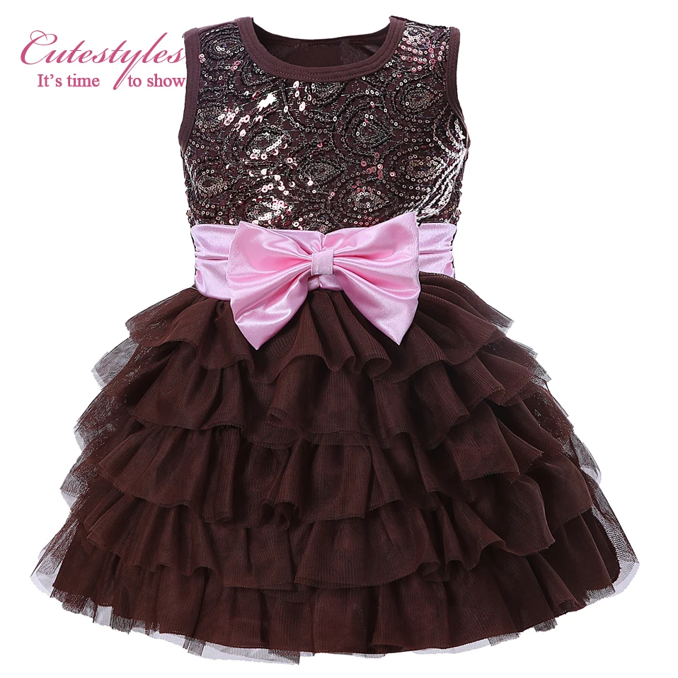 Розничная продажа кофейное вечернее платье Cutestyles с блестками для девочек