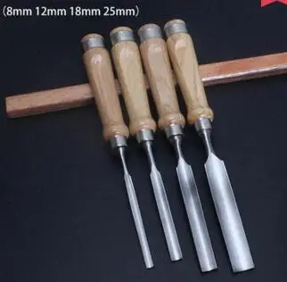 Semicircular-4pcs Долото для дерева, деревянная долото, плоская лопатка, стальной нож, плоское лезвие, полукруглое долото, плотник, набор инструментов 006 - Тип лезвия: Semicircular-4pcs