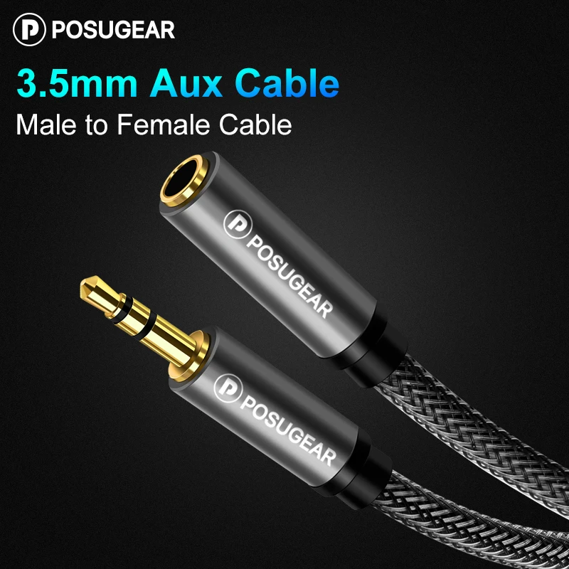 Удлинительный кабель Posugear 3 5 мм для наушников динамиков разъемов Aux штырь гнездо