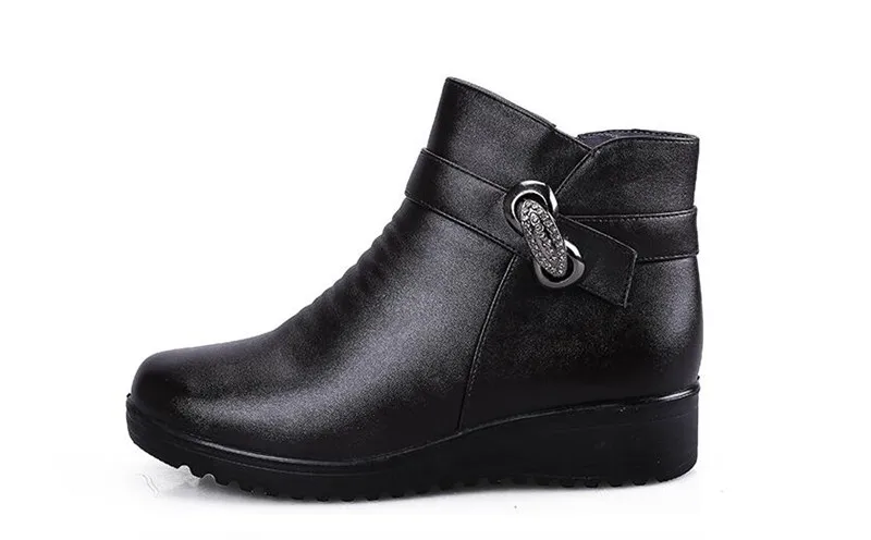 CEYANEAO2019Fashion Winter Shoes women's genuine leather ankle Wedges boots Casual Comfortable Warm Woman Snow BootsE1613