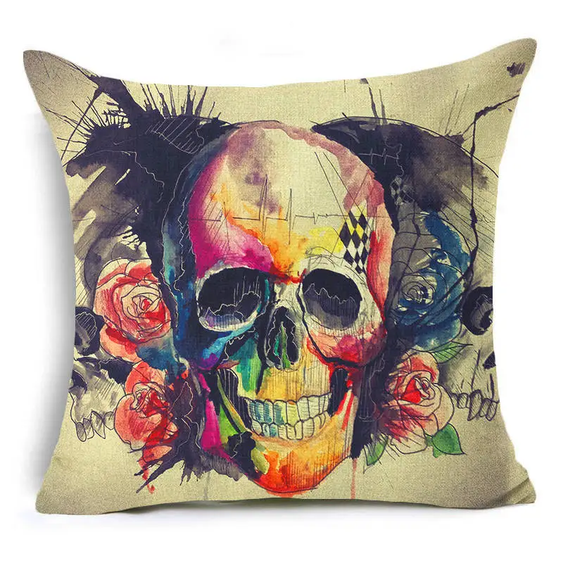 Христианский стиль хлопок лен винтажная богемная Подушка Чехол с черепом чехол