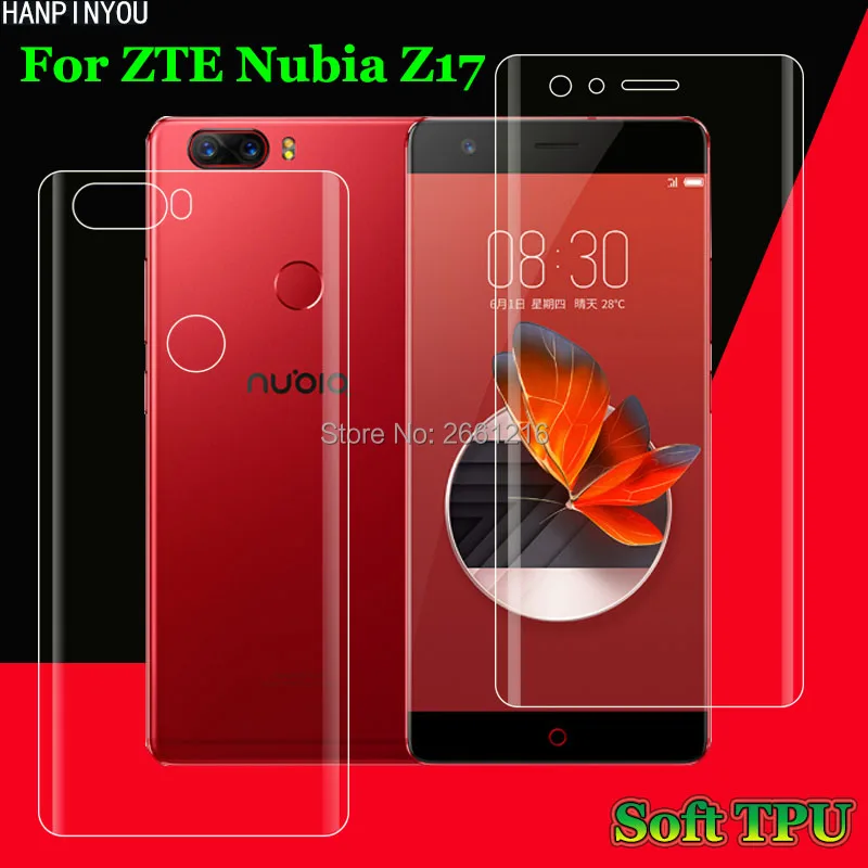 

Для ZTE Nubia Z17 5,5 "2 шт = передняя + задняя тонкая полное покрытие краев до края пленка из мягкого ТПУ Взрывозащищенная защита экрана