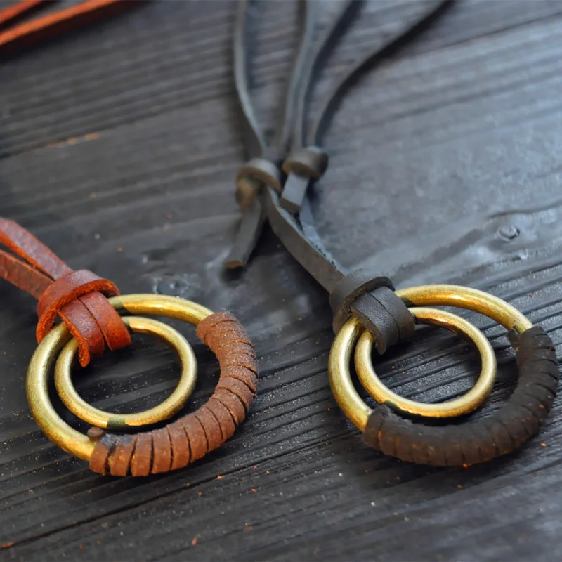 NIUYITID Genuine Leather Mens Necklaces Pendants Jewelry Adjustable Knot Rope Necklace Black Drop Shipping