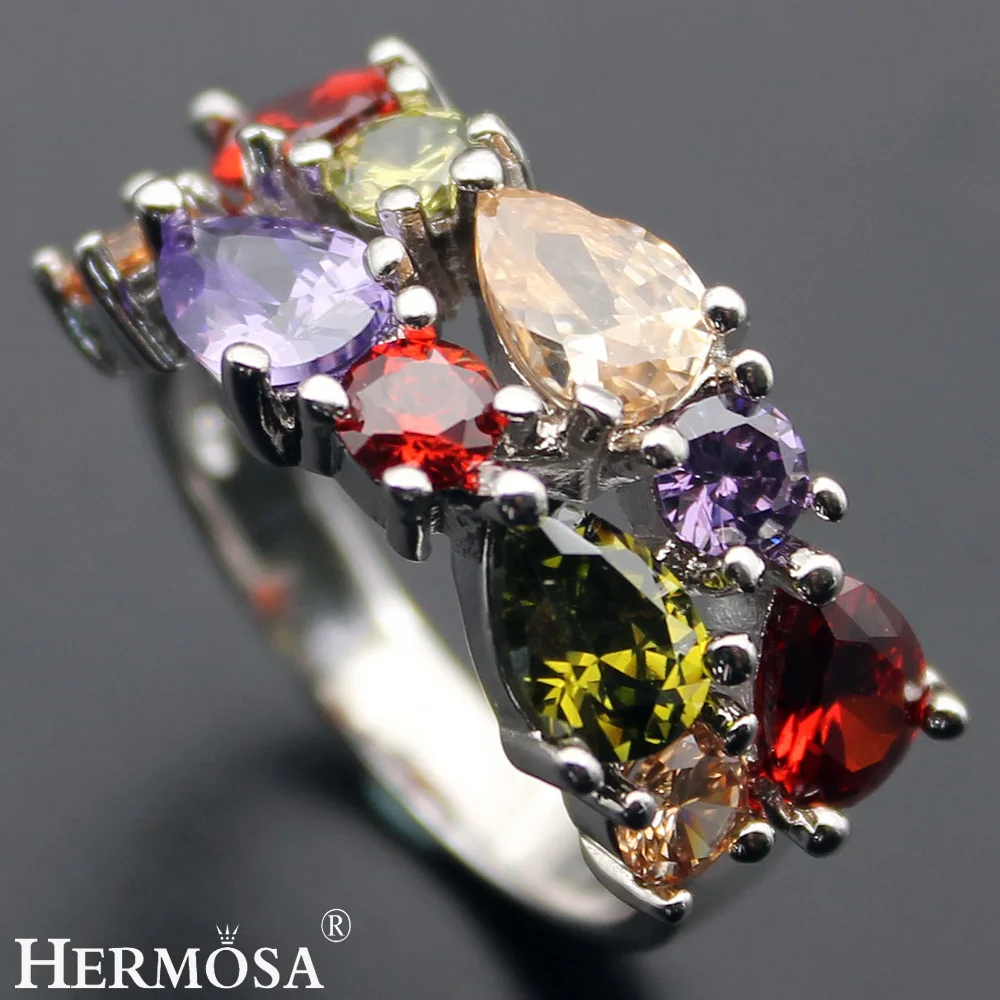 

Hermosa Xmas Gift Garnet Peridot Morganite AmethystHOT Ring Size 6# 7# 8# 9# 10# Jewellery Accessories