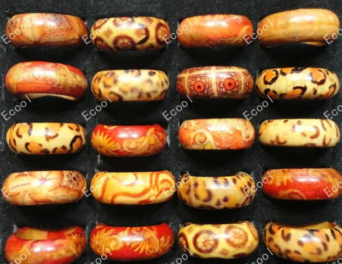 10 шт. модные цельные ювелирные изделия разных размеров деревянные мужские