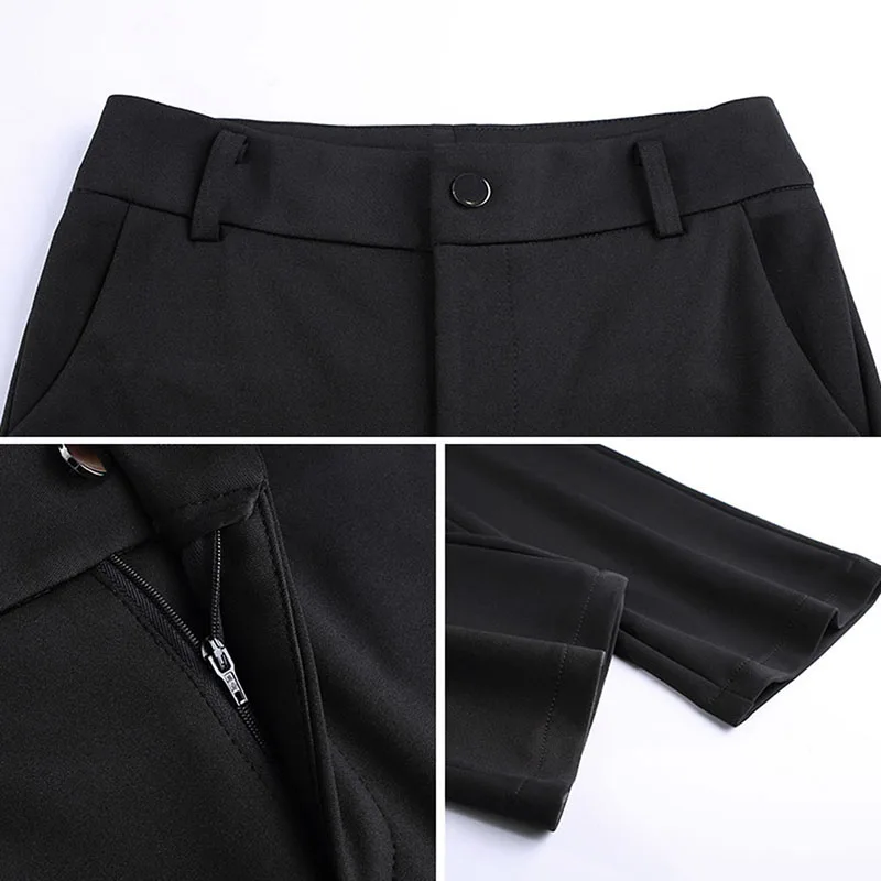 

Women Pants Female Stretch High Waist Straight Skinny Slim Fit Flare Office Lady Suit Pants Solid Color 3 Colors Women Trousers