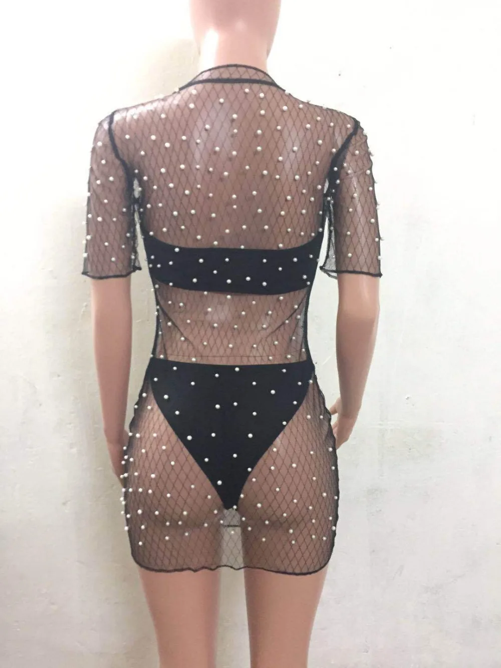 

Elegant New Design Sexy Mesh With Beading Women Dresses Suits