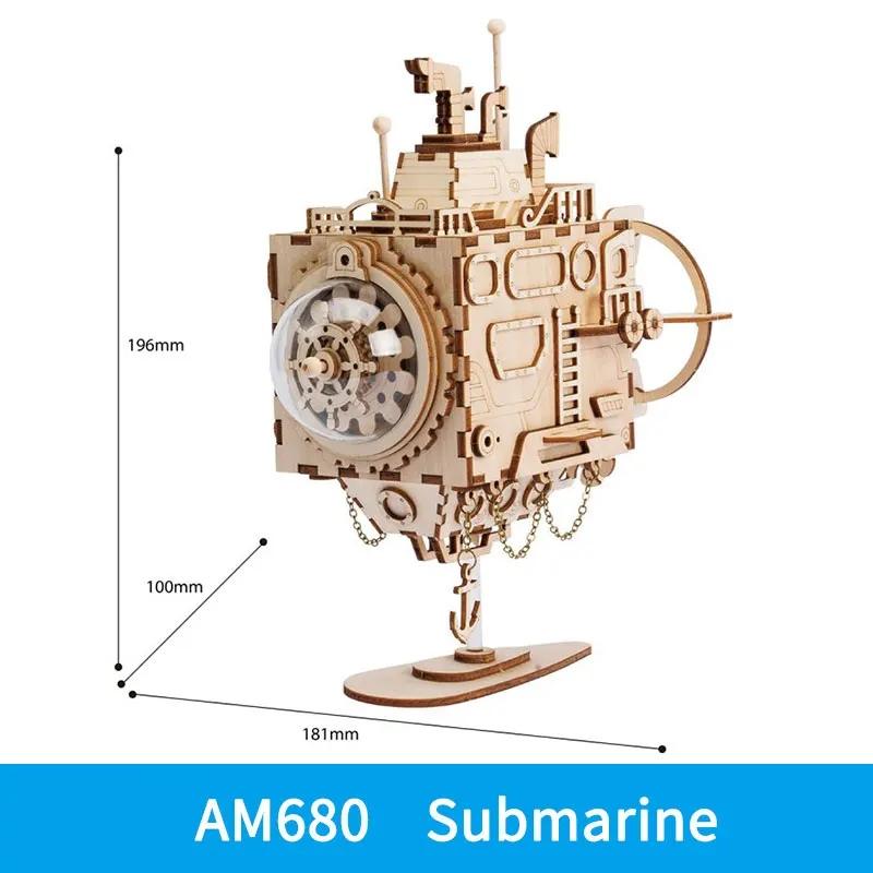 AM680 ROKR 6 видов DIY стимпанк музыкальная шкатулка 3D деревянная головоломка сборная Модель Строительный набор игрушки для детей подарок на день рождения Прямая поставка - Цвет: AM680