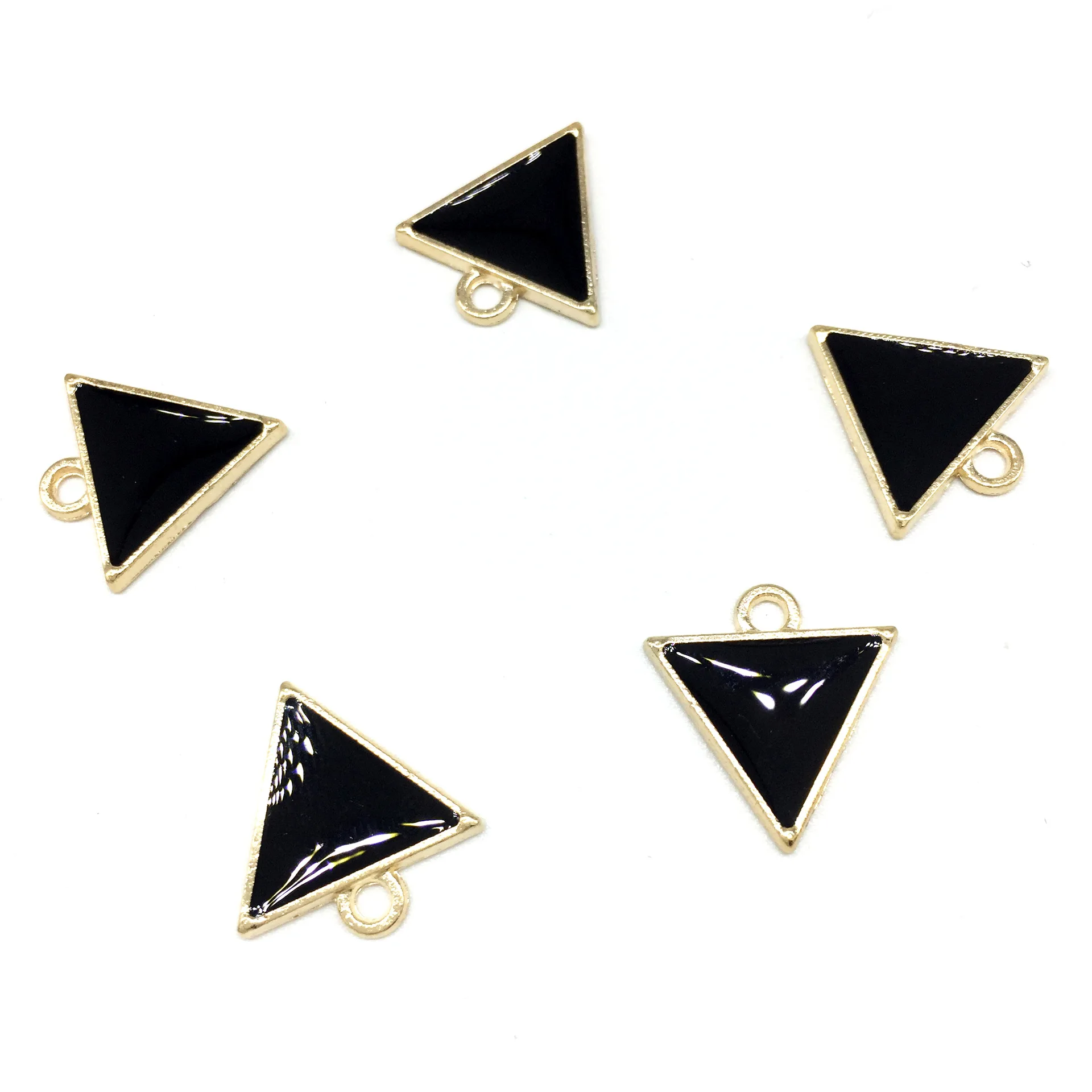 30pcs/lot Oil Drop Triangle Alloy Jewelry Pendant Accessories Handmade DIY Black Triangle Charms
