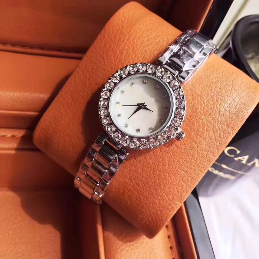 Новые модные женские кварцевые часы с бриллиантами кристаллами браслет из двух