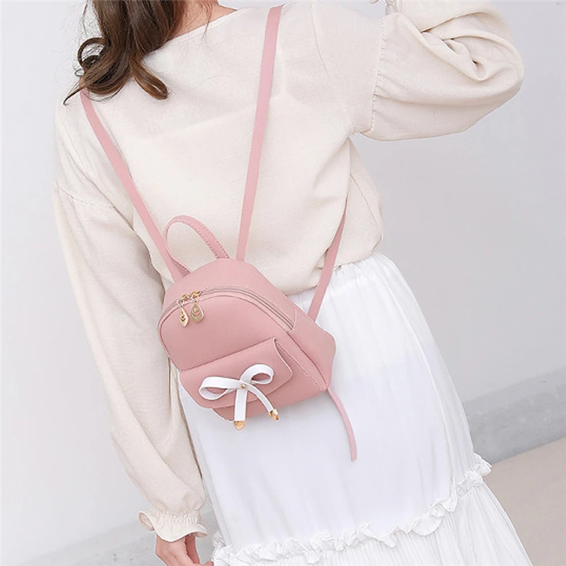 

Women Bag Backpack Shoulder PU Pocket Solid Pocket Fashion School Bag