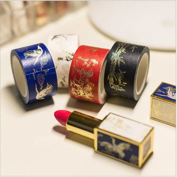25mm Chinese vintage golden dragon phoenix crane lipstick Decoration Planner Washi Tape DIY Diary Scrapbook Masking Escolar | Канцтовары