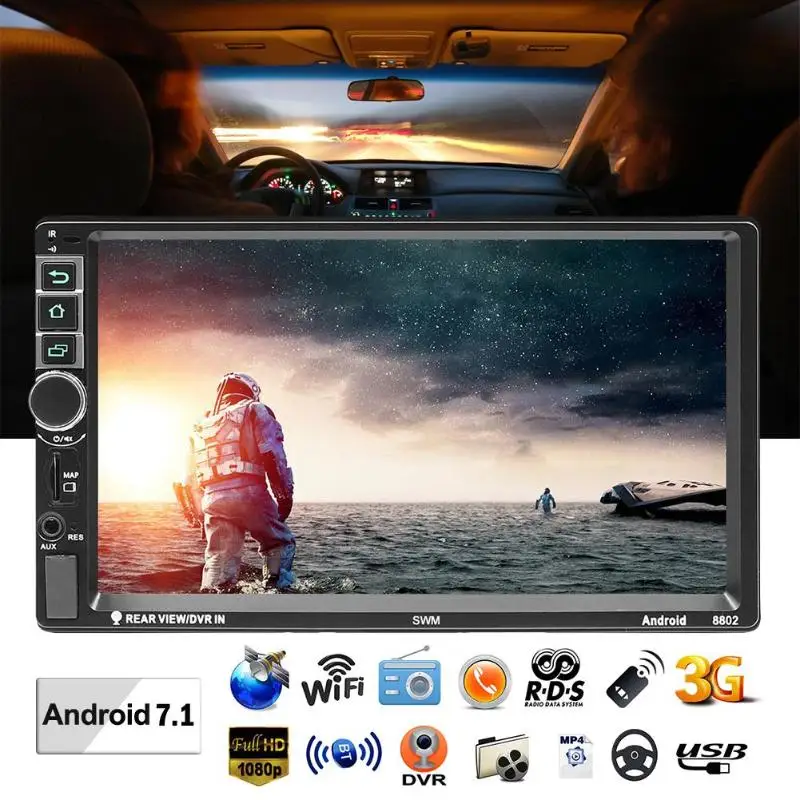 SWM 8802 обновленная версия 2din 7in Android 7,1 Автомобильный видео MP5 плеер gps FM Bluetooth заднего вида Автомагнитола с камерой WiFi