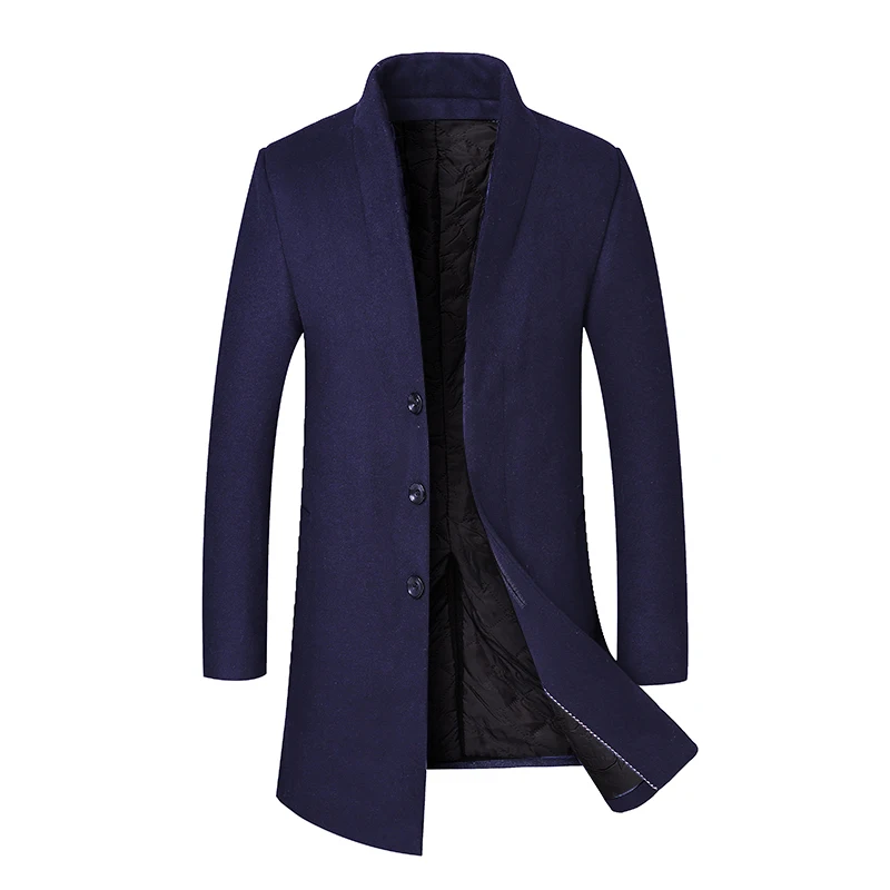 Мужское шерстяное пальто деловой пуховик Тренч мужской однотонный классический