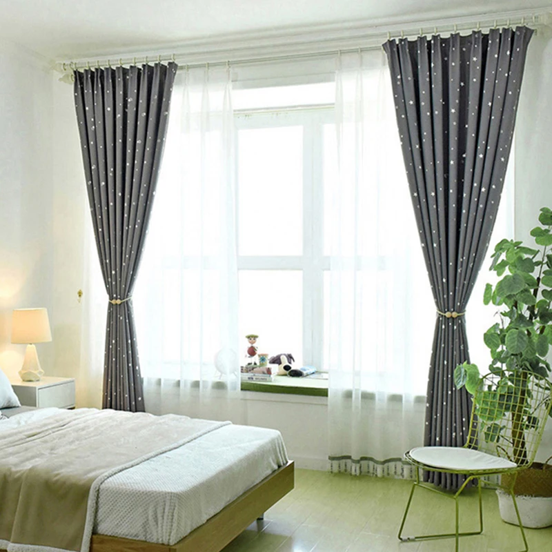 Shiny Stars Children Cloth Curtains For Kids Boy Girl Bedroom Living Room Blue/Pink Blackout Cortinas Custom Made Drape WP123#30 | Дом и сад