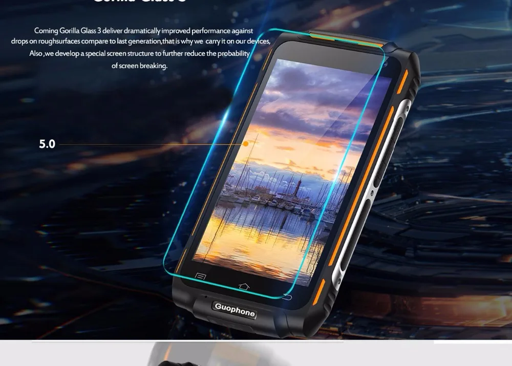 GUOPHONE X2 IP67 водонепроницаемый ударопрочный мобильный телефон 5500 мАч 5," HD MTK6737 четырехъядерный 2 ГБ+ 16 ГБ Android 6,0 8 Мп gps 4G смартфон