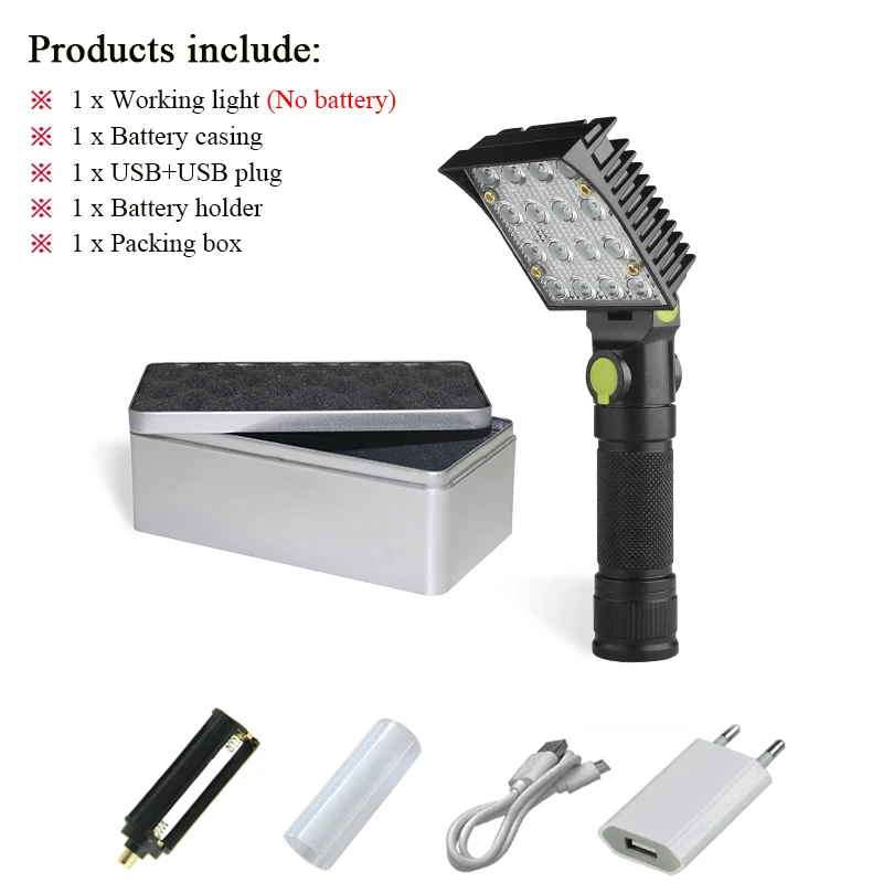COB flashlight Box H 16 Светодиодный светильник-вспышка, usb флэш-светильник, перезаряжаемый фонарь, водонепроницаемый фонарь 18650, фонарь для кемпинга с магнитной ручкой, светильник-вспышка - Испускаемый цвет: COB flashlight Box H