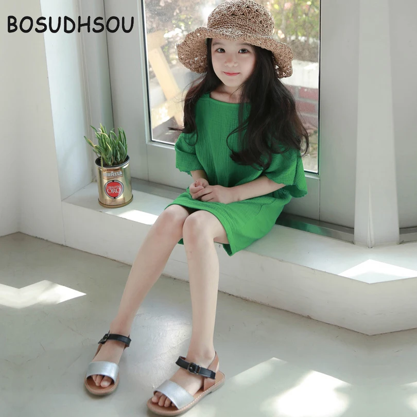 Bosudhsou/летнее платье для девочек Детские платья без бретелек праздничное