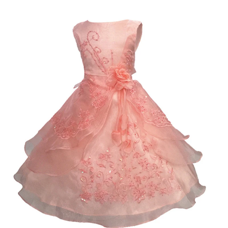 Kids Flower Girl Dress Long Formal Vestido De Festa Elegant Embroidered Wedding Party Ball Gown Princess DS49 | Детская одежда и