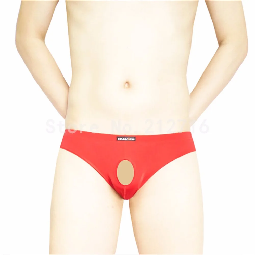 Мужские удобные трусы бикини с отверстиями спереди шелковистые мужское нижнее