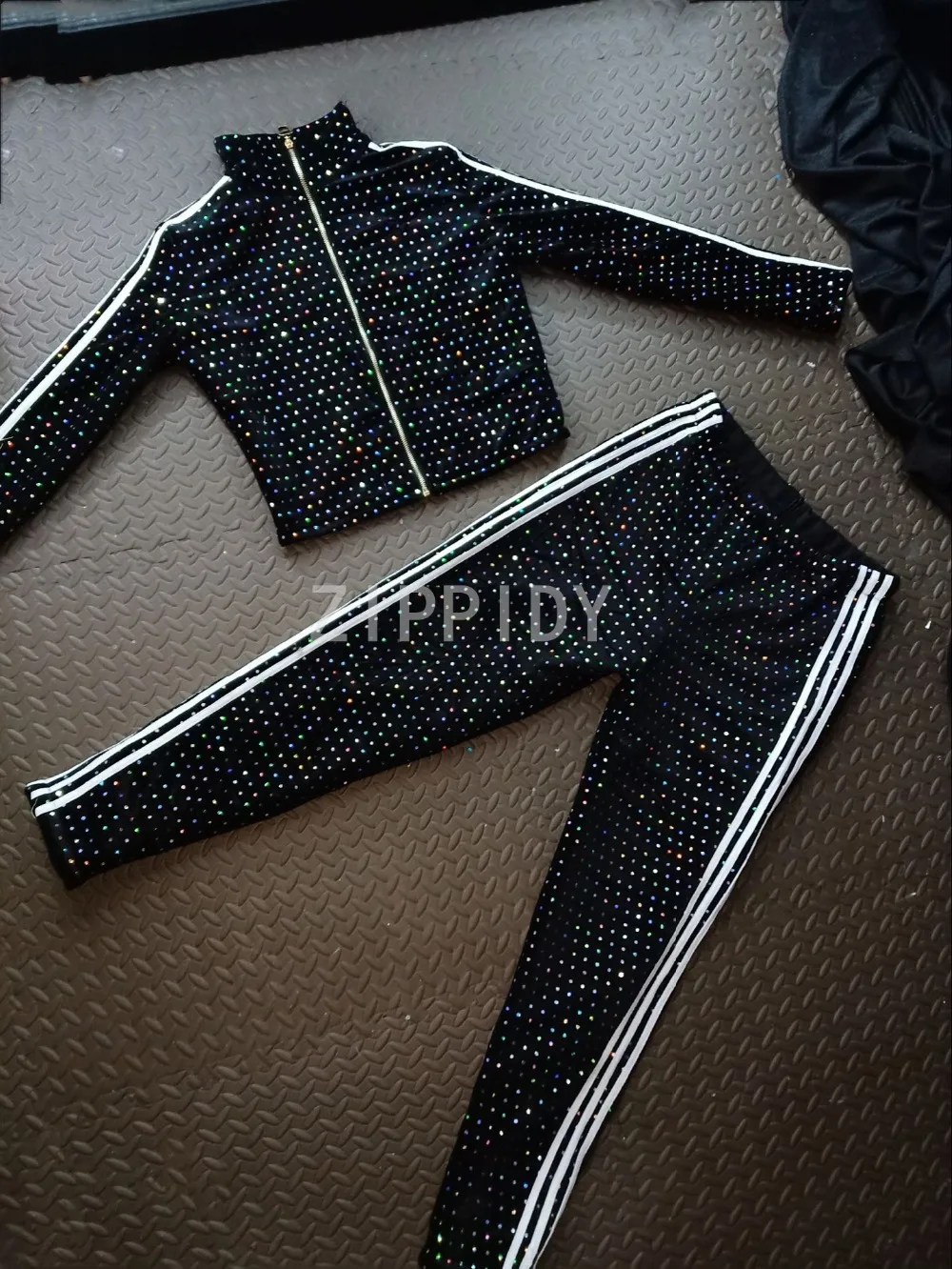 Sparkly Multicolor Rhinestones Bodysuit 2 Style Women's Birthday Celebrate Nightclub Female Singer Leggings Dance Show Outfit