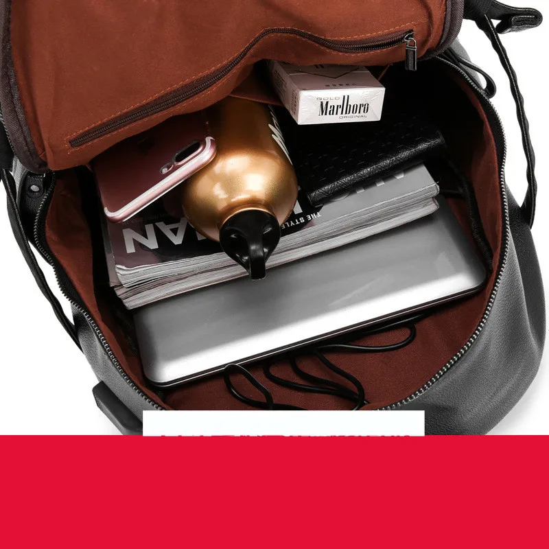 Рюкзак мужской под ноутбук с USB зарядкой модная Ретро сумка из искусственной кожи