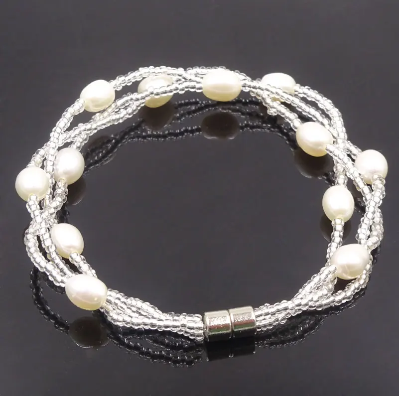 Жемчужные ювелирные изделия женский браслет с магнитной застежкой 17 см Pulseira Feminina