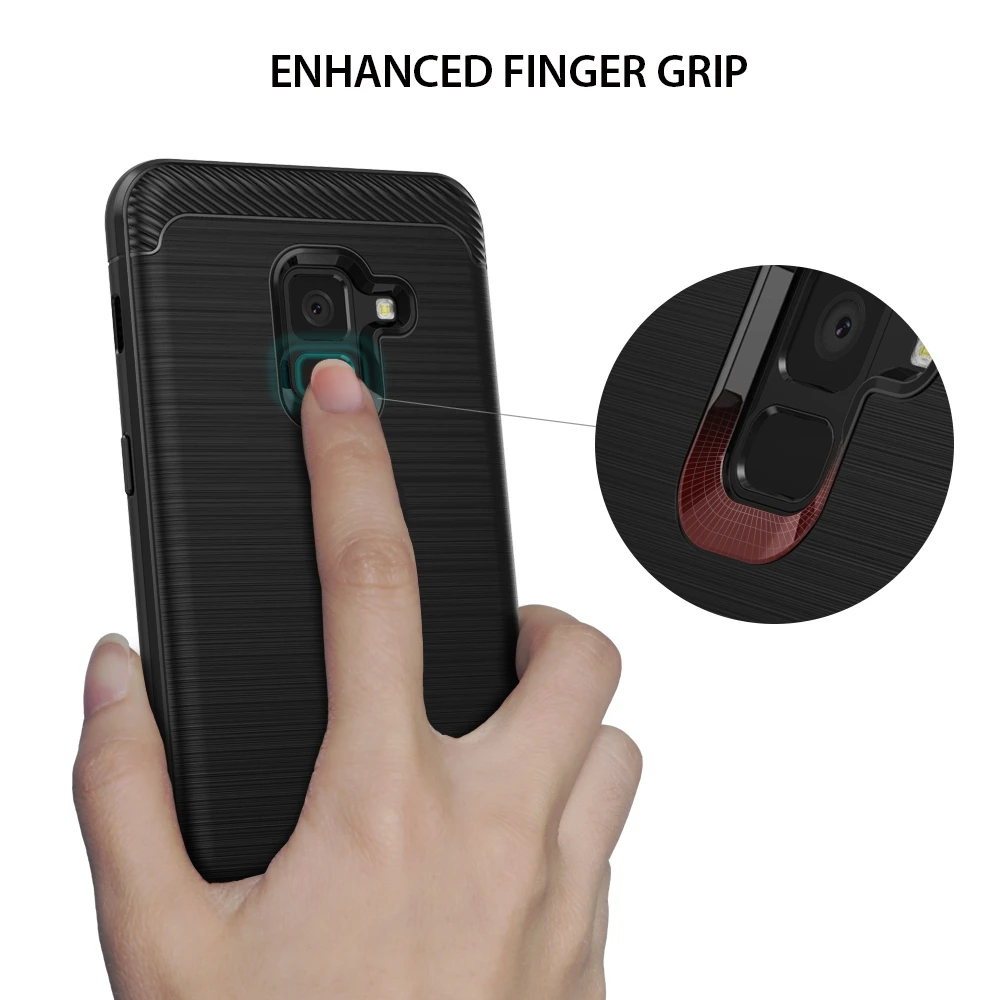 Ringke Onyx Case for Samsung Galaxy A8 2018 Brushed Metal Design Flexible Slim Durable Anti-Slip TPU Impact Cases |