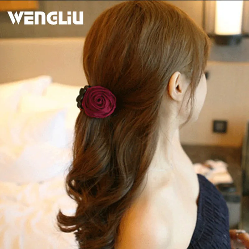 Новый высокое качество Мода розы Ткань заколки для волос девушки Дамы hairwear