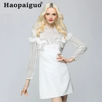 white elegant evening party dress women lace patchwork corset mini wrap dress women europe style vestido de verano 2019 sukienki
