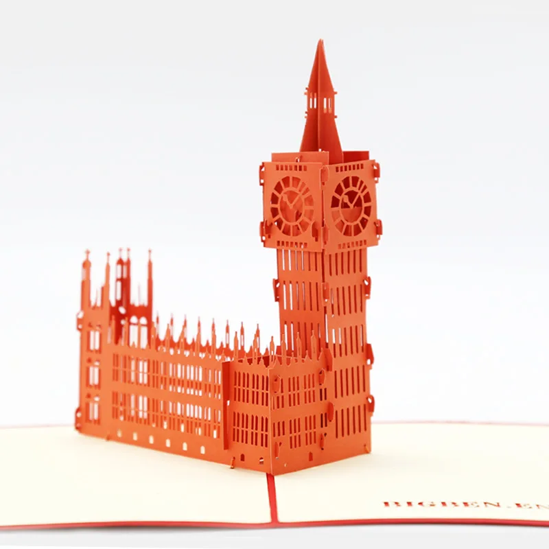 big ben-orange Нотр-Дам де Пари миниатюры день рождения 3D карты Карта мира аттракционы деловые приглашения карты мальчик подарки туристическая открытка - Цвет: big ben-orange