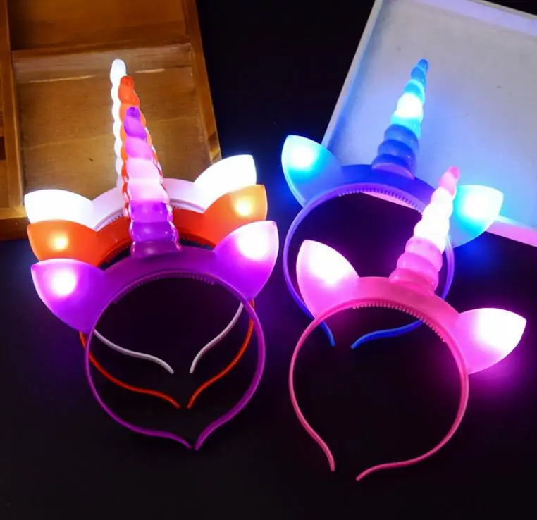 Светящаяся повязка на голову в виде единорога для детей и взрослых светодиодные