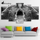 HD печать 5 шт холст искусство абстрактный Черный волк вол картина настенные картины для гостиной украшения Бесплатная доставка CU-1679A