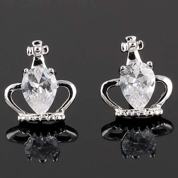 

High quality zircon stone mosaic exquisite gilded crown zircon earrings fashion jewelry birthday gift