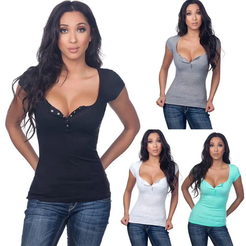 

T-Shirt Women Summer Short Sleeve Crop Tops Elegant Plain Basic Debardeur Female Party bodycon Stretch Tee Tunique Femme D190615