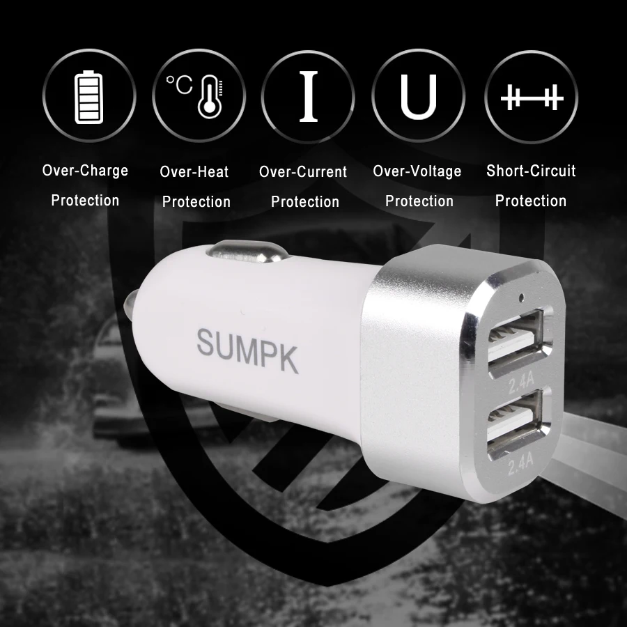 Sumpk двойной зарядное устройство USB 4.8A мини универсальное-Быстрое Автомобильное зарядное устройство для путешествий, походная Зарядка для телефона iphone 6 7 8 для samsung Xiaomi