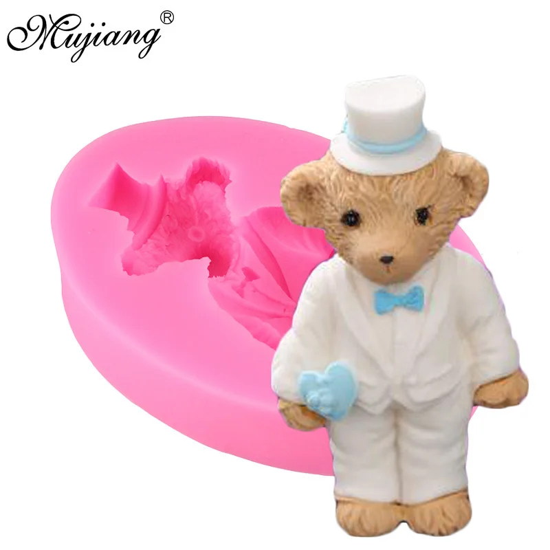 Mujiang Baby Shower вечерние 3D медведя для маленьких мальчиков силиконовые формы для приготовления конфет шоколадная форма заготовка для мыла пресс-форм на свадьбу для выпечки тортов с помадной начинкой декоративная форма"