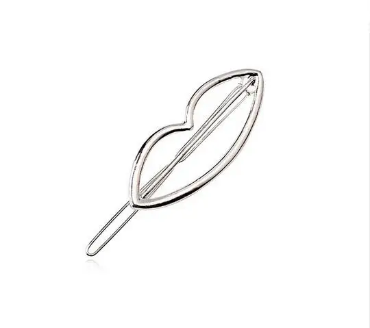 Silver Lips М мизм модные простые серебряные металлические треугольные лунные круглые женские шпильки Заколки корейский стиль заколки для волос аксессуары для девочек - Цвет: Silver Lips