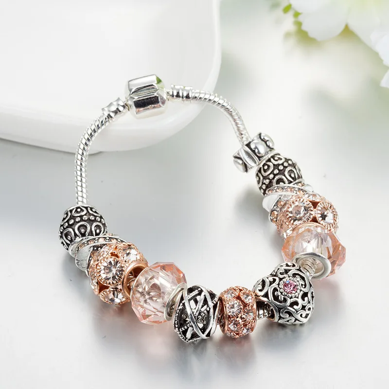 Модные браслеты pandora в Европейском стиле ручной работы очаровательные для женщин