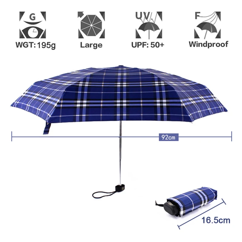 Midian полностью автоматическая плед дождь зонтик британский стиль решетки