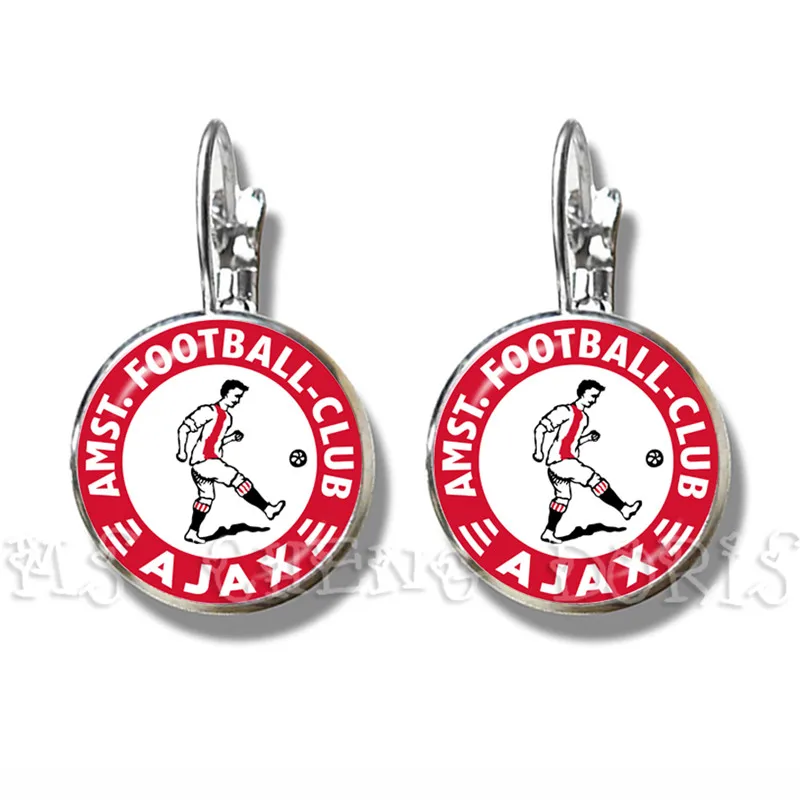 11 Футбольный клуб 16 мм стеклянные кабошон серьги Ajax футбольные лиги логотип футбольный клуб Серьги гвоздики для фанатов подарок - Окраска металла: 11