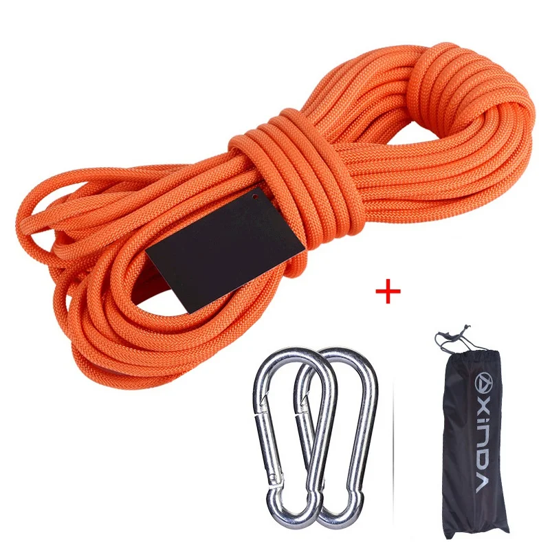 

30/20/15/10 Meters Rock Climbing Rope 6mm Tree Wall Climbing Equipment Gear Outdoor Survival Fire Escape Safety Rope Carabiner