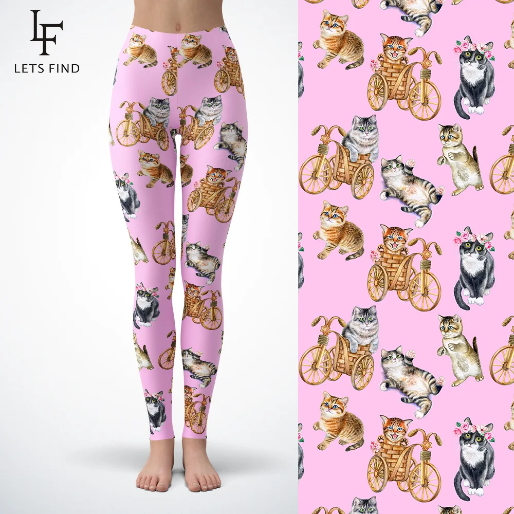 2019 Новое поступление пуш ап Леггинсы с принтом кошки для женщин со средней талией