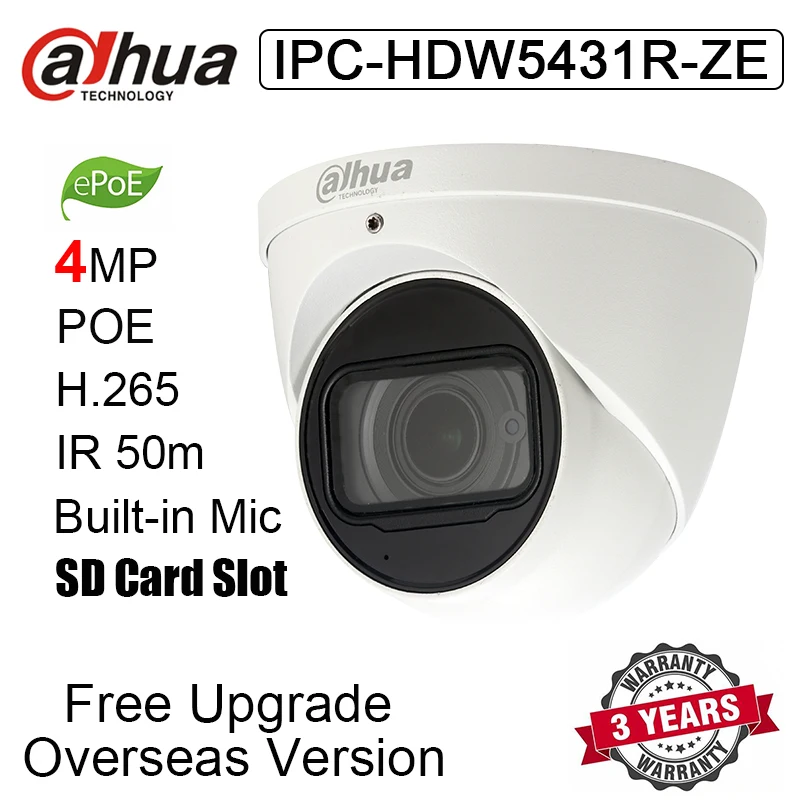 Dahua IPC HDW5431R ZE 4 МП WDR IR Eyeball POE сетевая камера со встроенным микрофоном 50m заменяемый