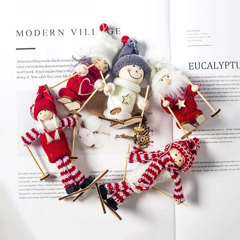 Новогодний Рождественский Ангел девочка мальчик лыжные плюшевые куклы