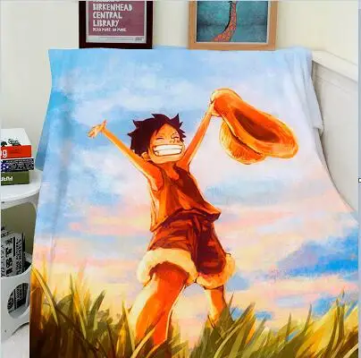 one piece Одеяло на заказ, фото дизайн, 150x200 см, Фланелевое Флисовое одеяло, аниме, цельное, с принтом, диван, теплая кровать, пледы, одеяло для взрослых, H одеяло - Цвет: one piece