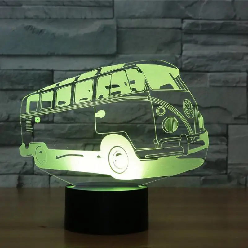 Фото Автобус 3d L светильники многоцветные сенсорные светодиодные визуальные ночные